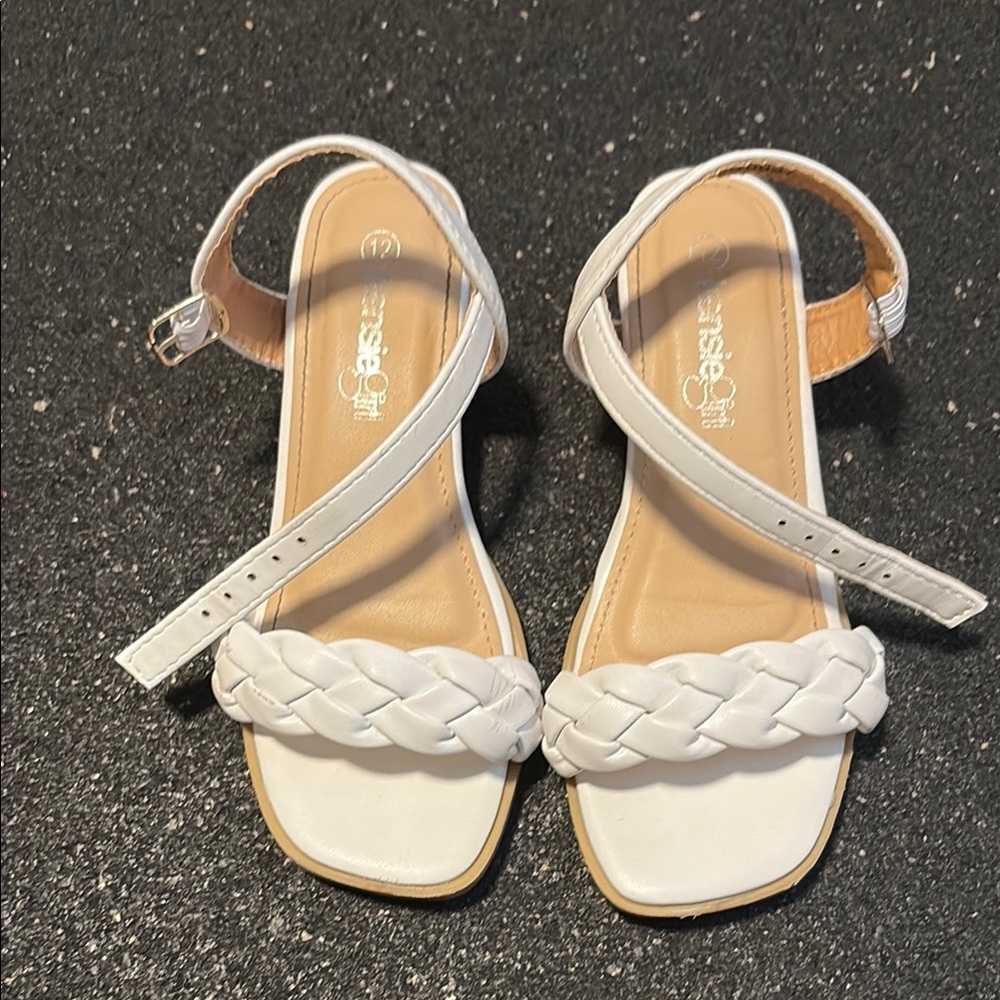 Kensie Girl White Braided Heeled Sandals Size 12